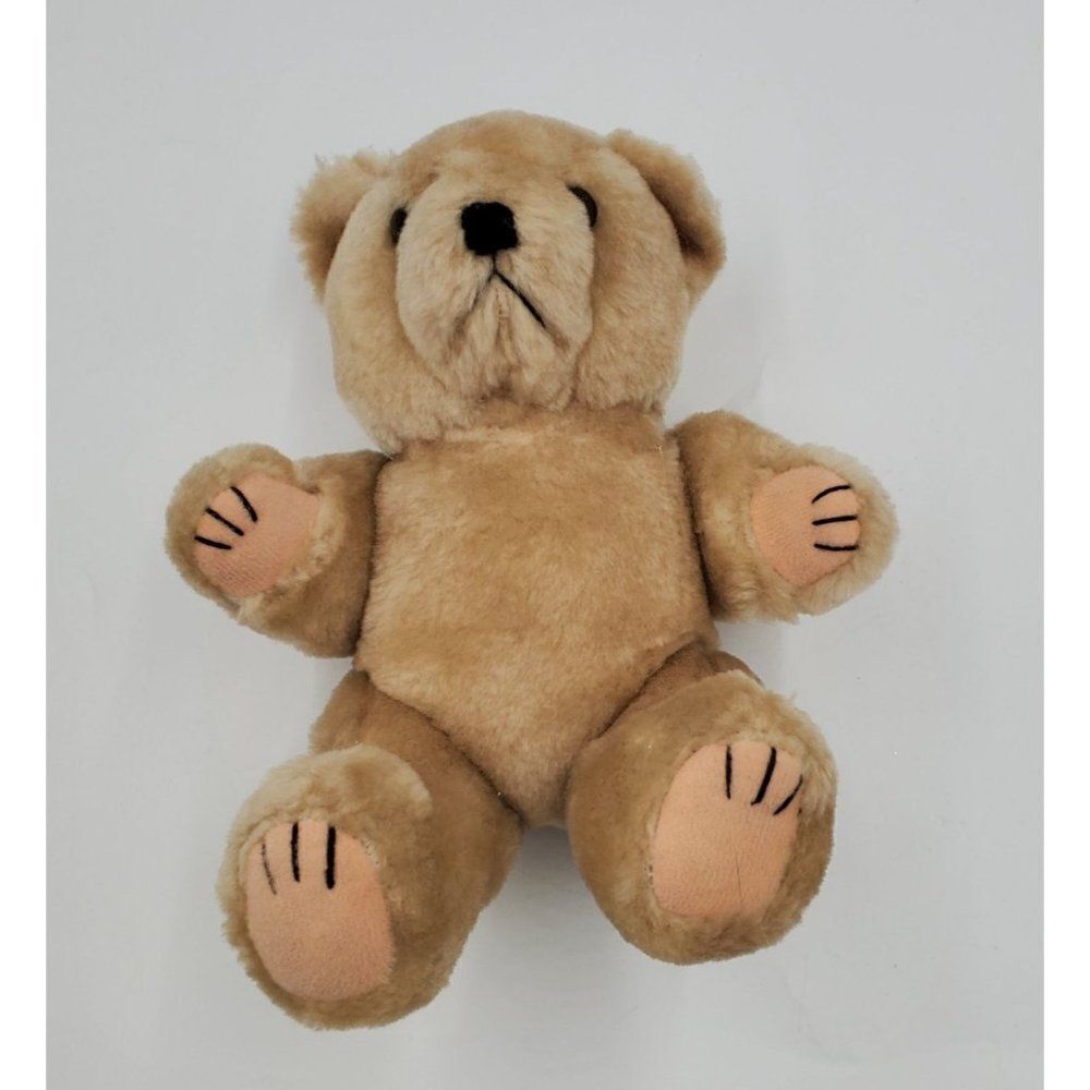 Vintage Teddy Bear Plush Jointed Tan 9" - Picture 1 of 5